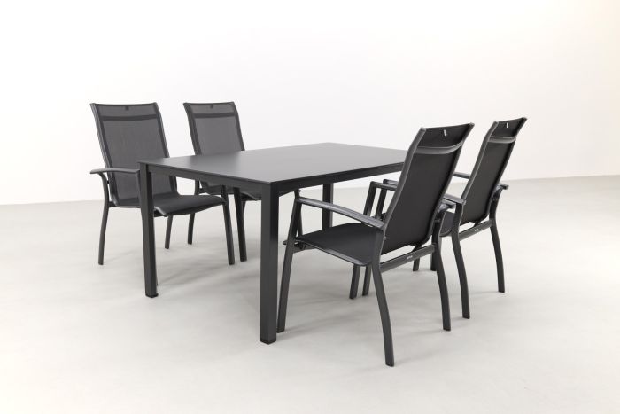 Kettler Legato Curve/Cubic 4-persoons stapelbare tuinset 160x95 cm. - Antraciet