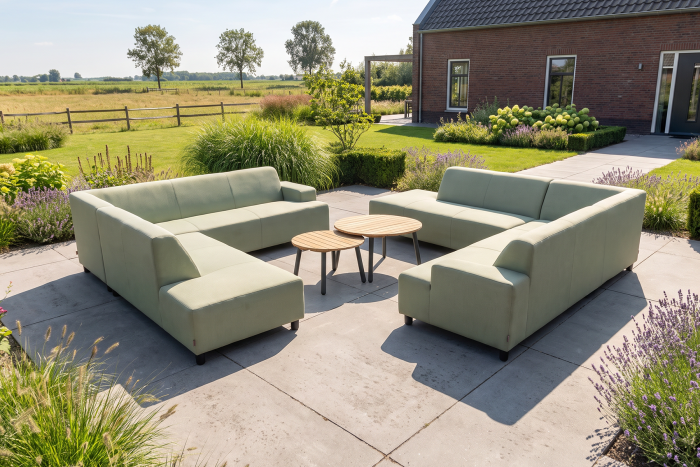Malaga/Mindo all-weather loungeset voor 10 personen - Soft Green