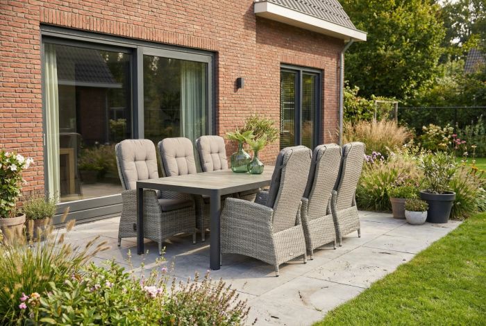 Memphis/Queens 220 cm. tuinset - 7-delig verstelbaar