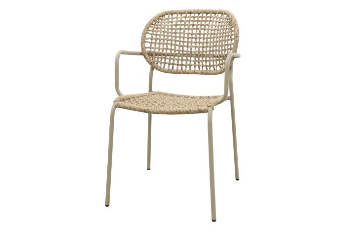 Noa stapelbare naturel wicker dining tuinstoel - Latte