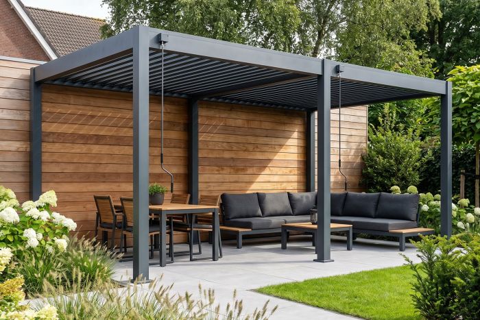 Lamellen overkapping - 5,3x3 m. - Aluminium - Antraciet - Move