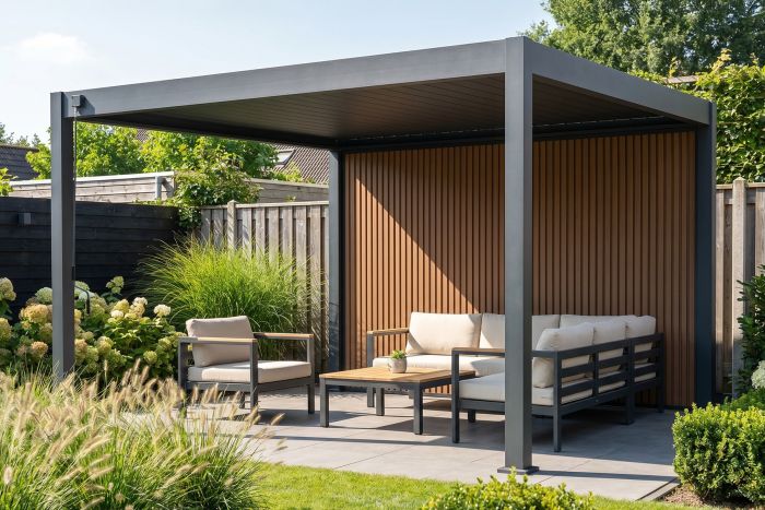 Lamellen overkapping - 3,6x4 m. - Aluminium - Antraciet - Advance