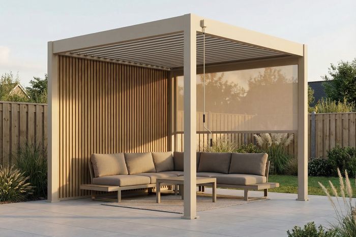 Lamellen overkapping - 3x3 m. - Aluminium - Zand - Move