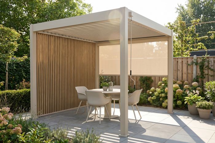 Lamellen overkapping - 3x3 m. - Aluminium - Zand - Move