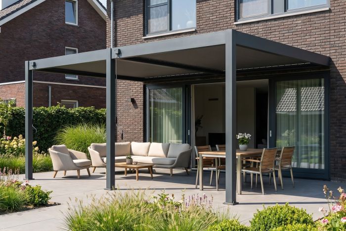 Lamellen overkapping wandmodel - 3,6x5,3 m. - Aluminium - Antraciet - Advance