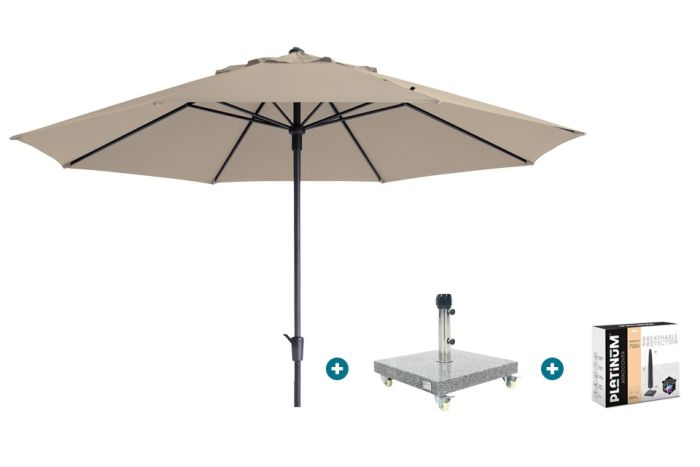 Madison Timor Luxe stokparasol Ø400 cm. - Ecru met Sevilla voet en hoes