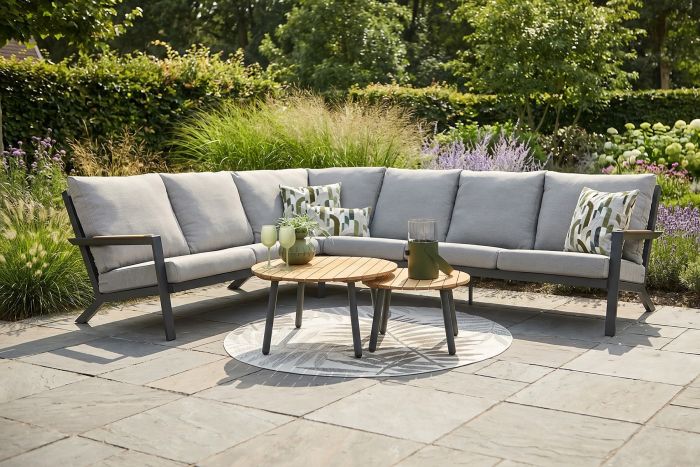 Santos/Mindo loungeset - Antraciet/Teak