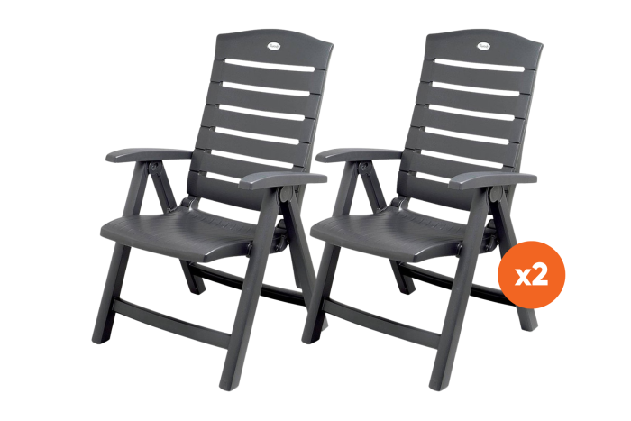 Set van 2 - Hartman Florion Recliner verstelbare tuinstoel - Royal Grey