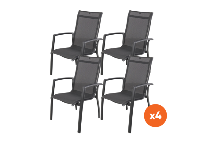 Set van 4 - Kettler Legato Curve aluminium stapelstoel