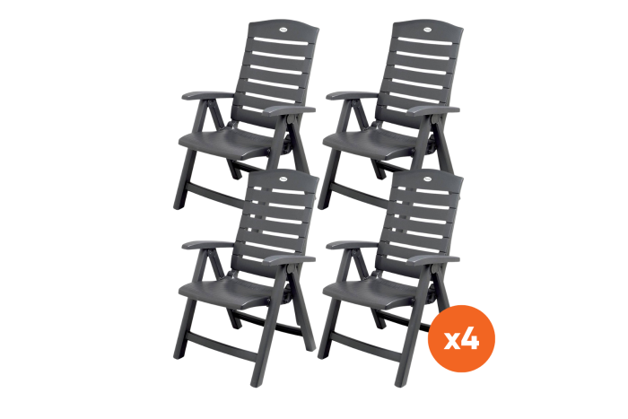 Set van 4 - Hartman Florion Recliner verstelbare tuinstoel - Royal Grey