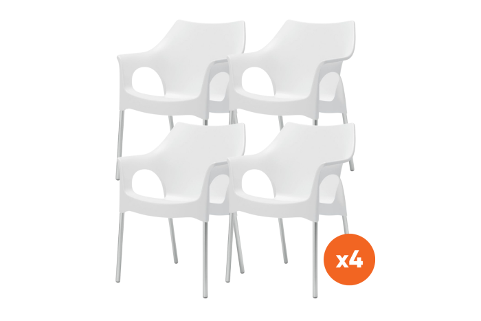 Set van 4 - Scab Ola stapelbare kunststof tuinstoel - Ivoor
