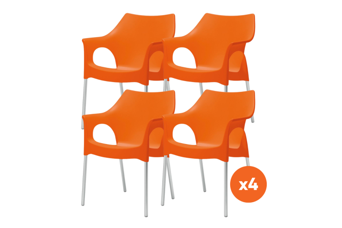 Set van 4 - Scab Ola stapelbare kunststof tuinstoel - Oranje