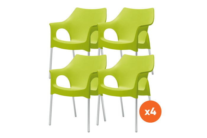 Set van 4 - Scab Ola stapelbare kunststof tuinstoel - Pistache