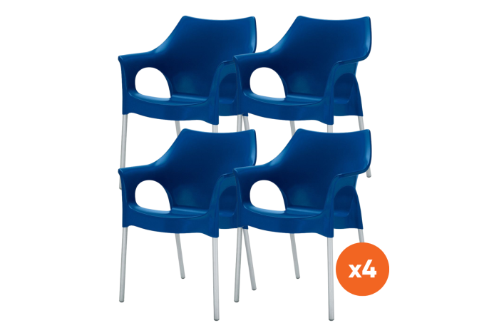 Set van 4 - Scab Ola stapelbare kunststof tuinstoel - Blauw