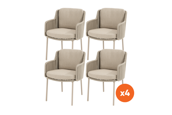 Set van 4 - 4SO Bernini dining tuinstoel - Latte