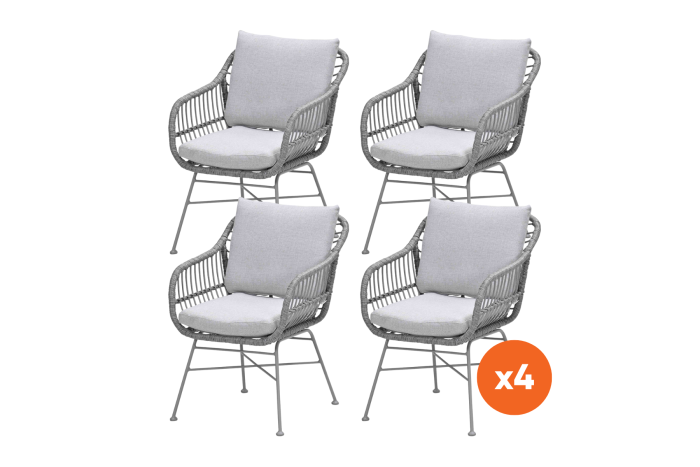 Set van 4 - GI Margriet wicker dining tuinstoelen - Taupe
