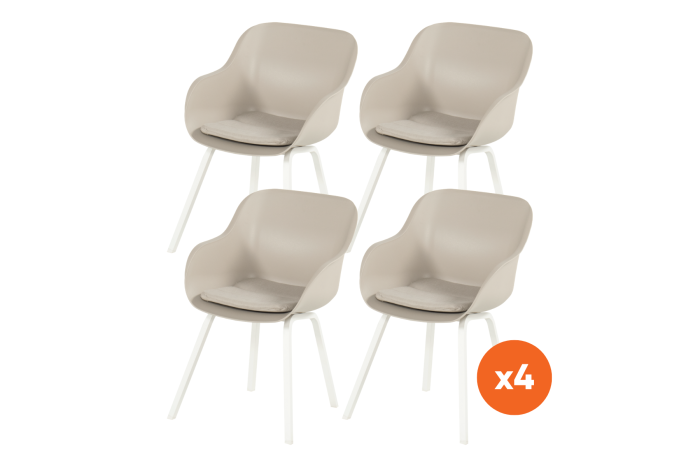 Set van 4 - Hartman Le Soleil Element dining armstoel - Soft taupe/white