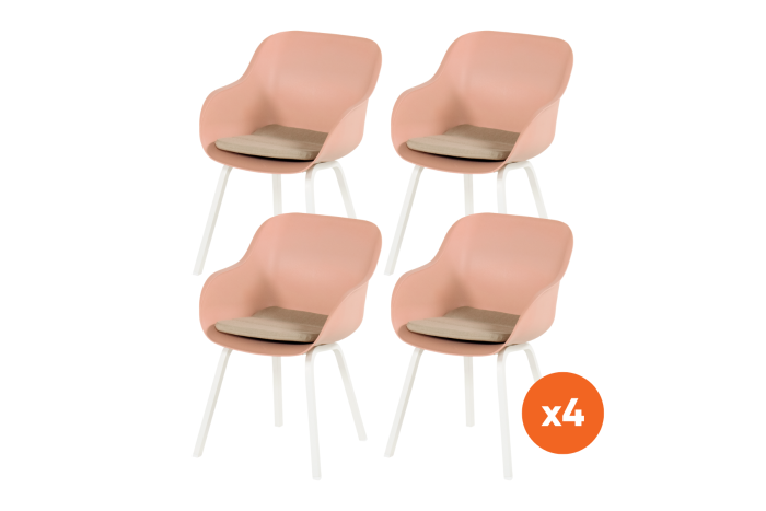 Set van 4 - Hartman Le Soleil Element dining armstoelen - Stylish pink - Alu poot