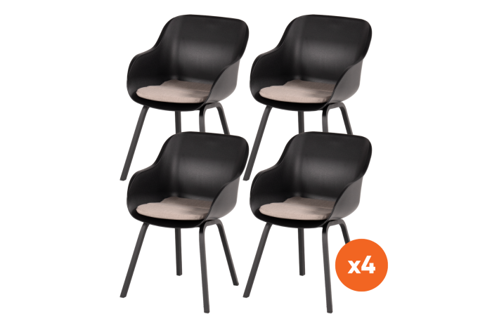 Set van 4 - Hartman Le Soleil Element dining armstoelen - Carbon black/Black