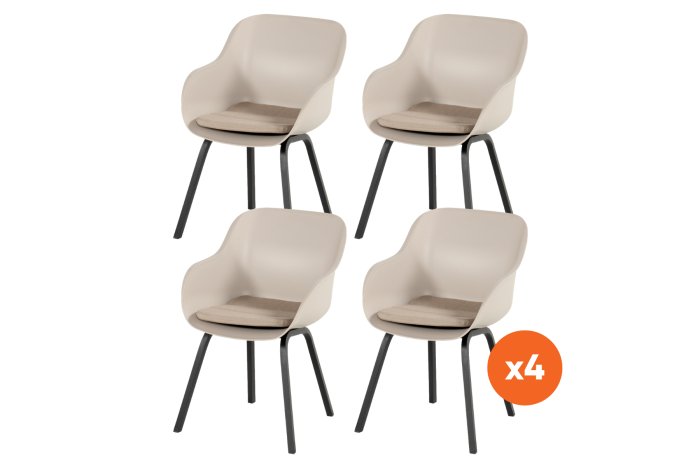 Set van 4 - Hartman Le Soleil Element dining armstoel - Soft Taupe/Black