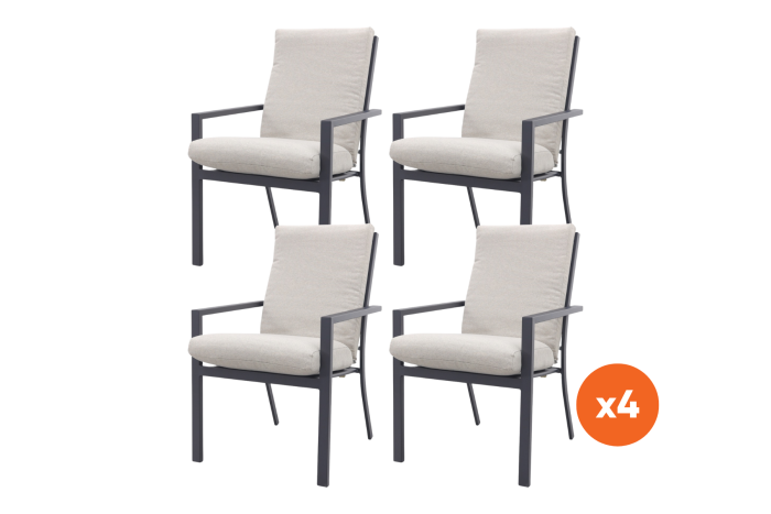 Set van 4 - GI Sergio dining tuinstoelen Carbon black/Desert Sand
