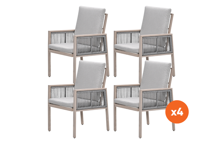 Set van 4 - GI Decala rope dining tuinstoelen - Zand