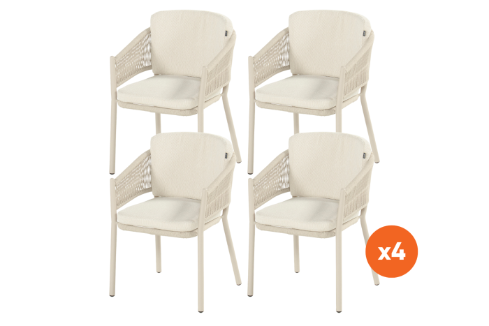 Set van 4 - Hartman Altea rope dining tuinstoel - Sand
