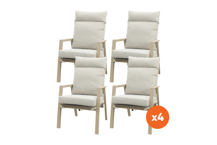 Set van 4 - Lagos verstelbare dining tuinstoel - Latte