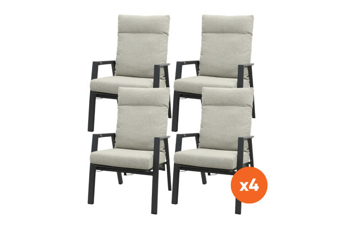 Set van 4 - Lagos verstelbare dining tuinstoel - Antraciet