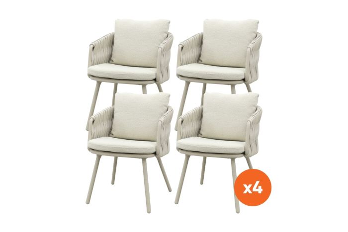 Set van 4 - Baya rope dining tuinstoel - Mokka