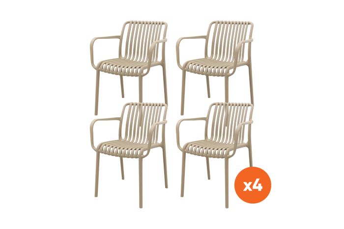 Set van 4 - Stripe stapelbare tuinstoel - Taupe