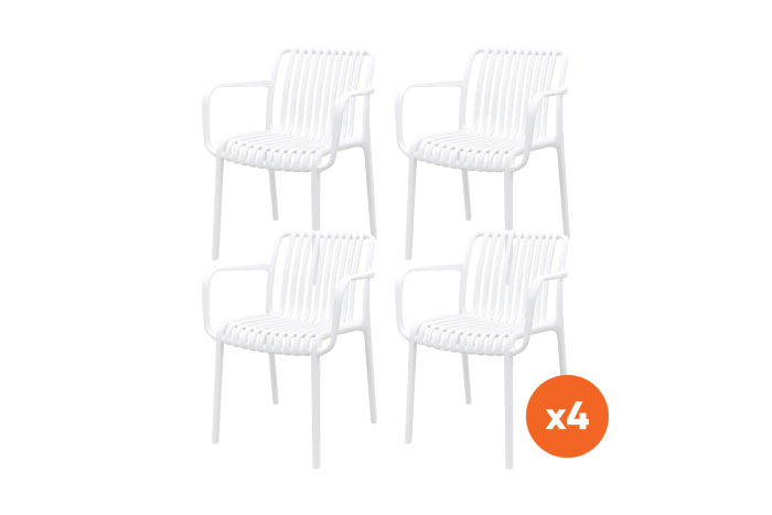 Set van 4 - Stripe stapelbare tuinstoelen - Wit