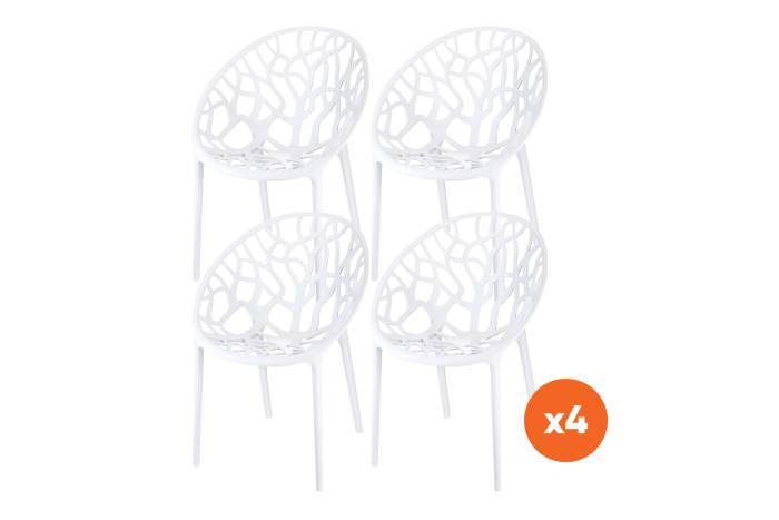 Set van 4 - Siesta Crystal stapelbare tuinstoelen - Wit