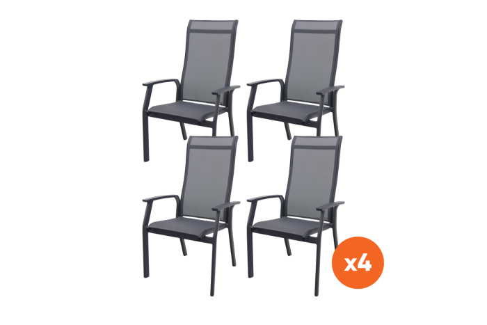 Set van 4 - Madino Excellent stapelbare tuinstoelen - Antraciet