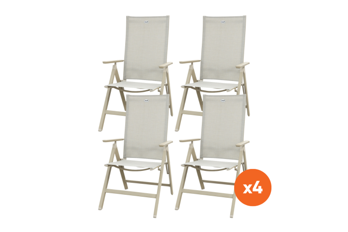 Set van 4 - Hartman Napoli verstelbare tuinstoel - Latte