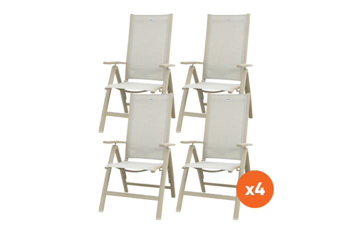 Set van 4 - Hartman Roma verstelbare tuinstoel - Latte