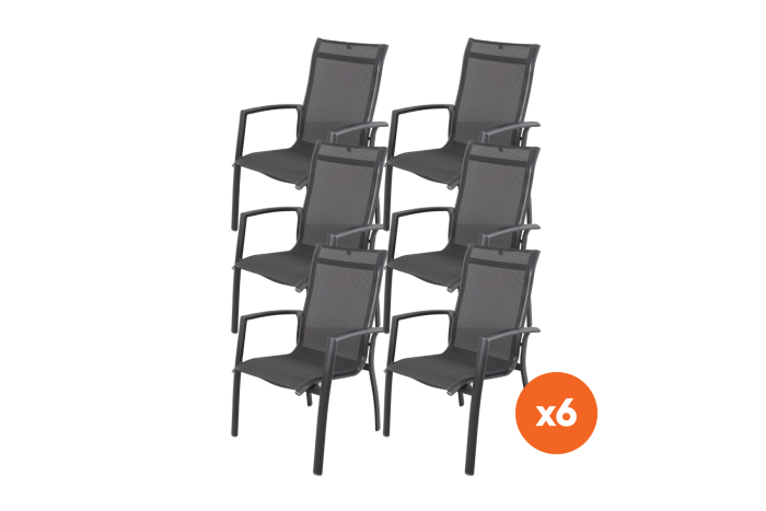 Set van 6 - Kettler Legato Curve aluminium stapelstoel