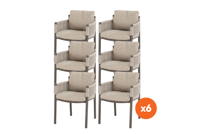 Set van 6 - 4SO Savanne dining tuinstoel - Terre