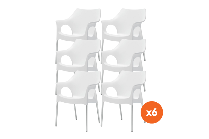 Set van 6 - Scab Ola stapelbare kunststof tuinstoel - Ivoor