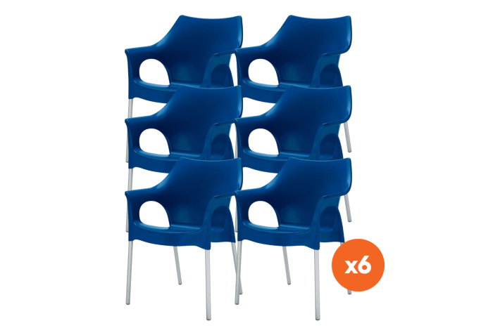 Set van 6 - Scab Ola stapelbare kunststof tuinstoel - Blauw