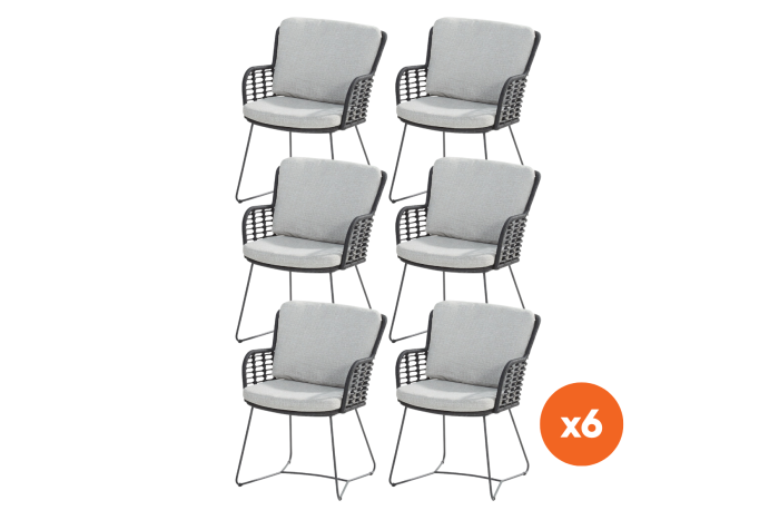Set van 6 - 4SO Fabrice tuinstoelen - Antraciet