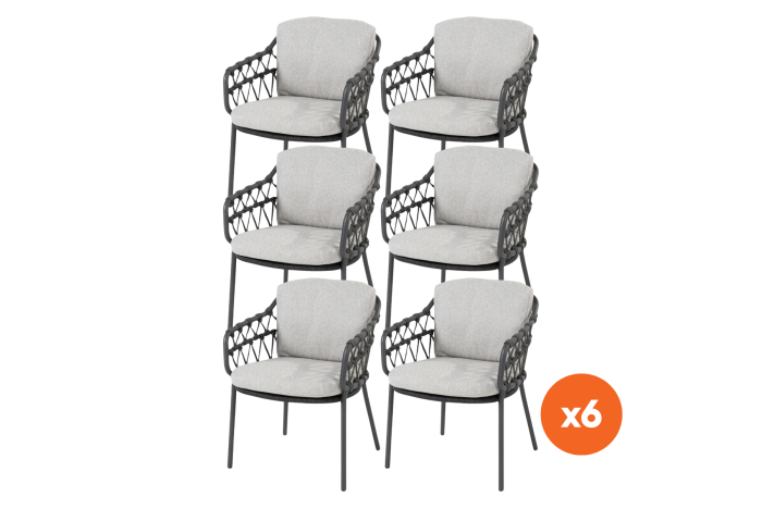 Set van 6 - 4SO Calpi dining tuinstoelen - Antraciet