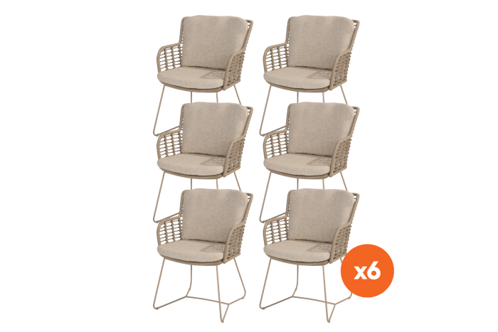 Set van 6 - 4SO Fabrice dining tuinstoel - Latte