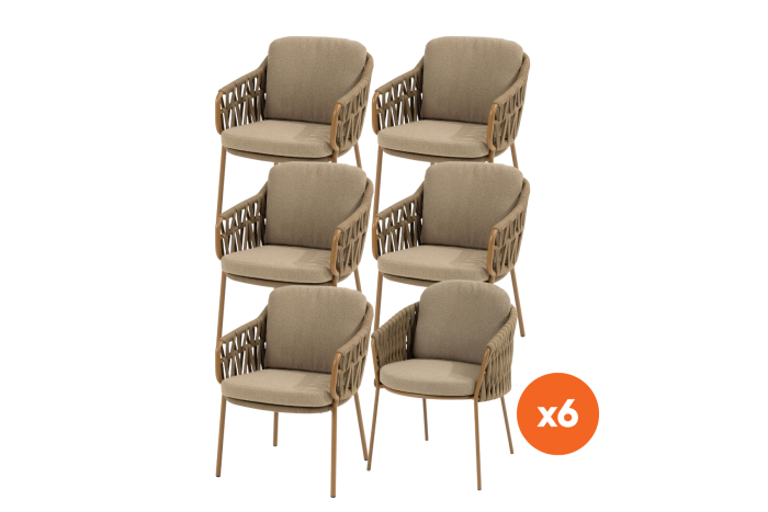 Set van 6 - 4SO Biarritz dining tuinstoel - Amber