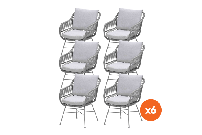 Set van 6 - GI Margriet wicker dining tuinstoelen - Taupe