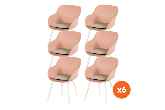Set van 6 - Hartman Le Soleil Element dining armstoelen - Stylish pink - Alu poot