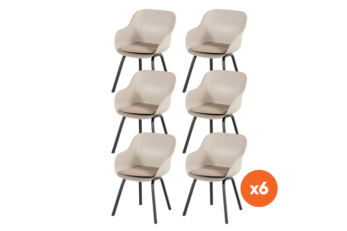 Set van 6 - Hartman Le Soleil Element dining armstoel - Soft Taupe/Black