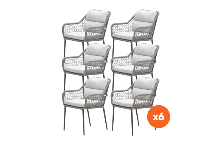 Set van 6 - GI Toledo dining tuinstoelen - Taupe/Zand