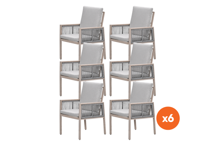 Set van 6 - GI Decala rope dining tuinstoelen - Zand