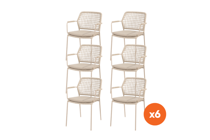 Set van 6 - Taste Barista stapelbare tuinstoel - Latte